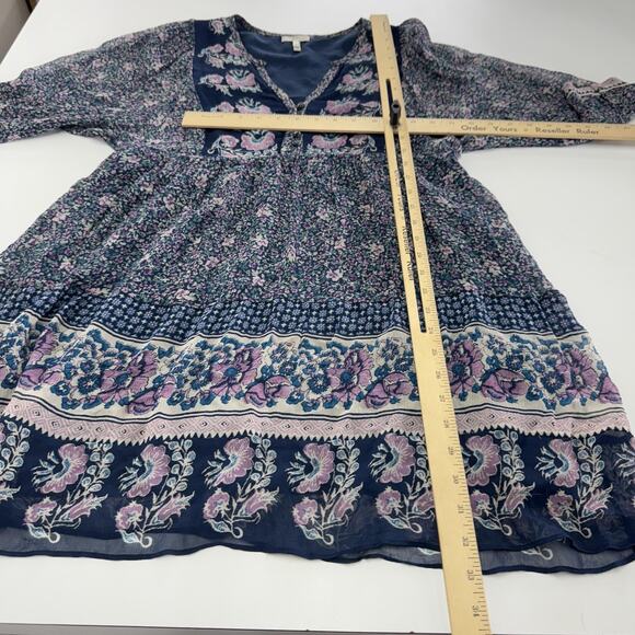 Joie Dress Womens Extra‎ Small XS Blue Purple Emlen Floral Silk Boho Peasant - Picture 10 of 10